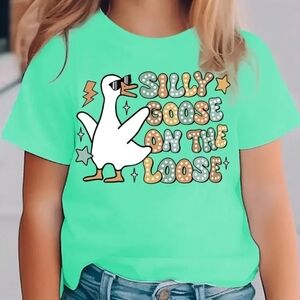 Silly Goose On The Loose Kids Tee - Aqua
